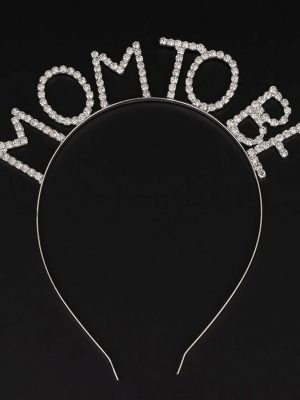 Kristal Taşlı Gümüş Renk Mom to Be Tacı Anne Tacı