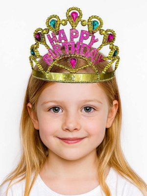 Altın Renk Happy Birthday Yazılı Doğum Günü Tacı 60 cm