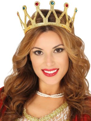 Altın Renk Çocuk ve Yetişkin Uyumlu Kraliçe Tacı Prenses Tacı 8X25 cm