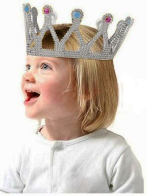 Gümüş Renk Çocuk ve Yetişkin Uyumlu Kraliçe Tacı Prenses Tacı 8X25 cm
