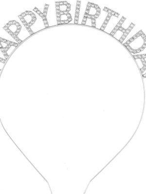 Gümüş Kristal Taşlı Happy Birthday Doğum Günü Tacı İthal Ürün A Kalite 17x16 cm