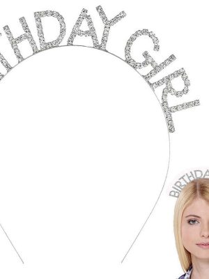 Gümüş Kristal Taşlı Birthday Girl Doğum Günü Tacı İthal Ürün A Kalite 17x16 cm