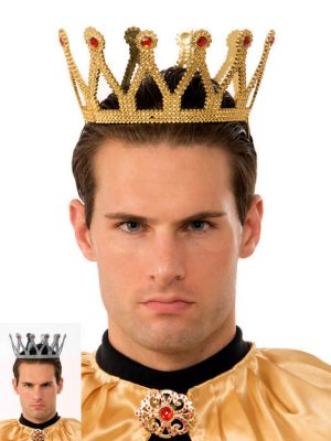Altın Renk Çocuk ve Yetişkin Uyumlu Kral Tacı
