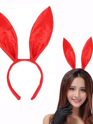 Pembe Renk Saten Kaplama Şekil Verilebilir Tavşan Kulak Taç 35x11 cm