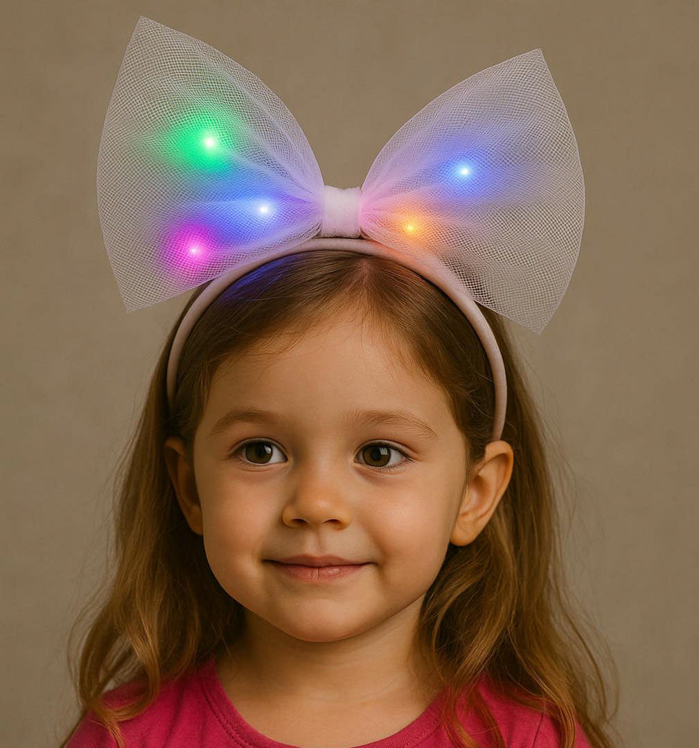 1221130_rengarenk-led-isikli-fiyonk-sekilli-tul-parti-taci-beyaz-renk-25-resim-4509-1.jpg Rengarenk Led Işıklı Fiyonk Şekilli Tül Parti Tacı Beyaz Renk 25x25 cm - Görsel 1