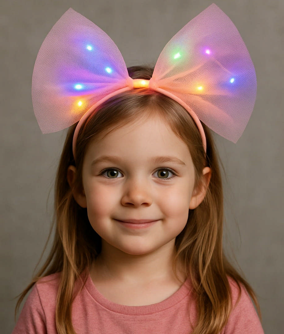 1221131_rengarenk-led-isikli-fiyonk-sekilli-tul-parti-taci-pembe-renk-25-resim-4510-1.jpg Rengarenk Led Işıklı Fiyonk Şekilli Tül Parti Tacı Pembe Renk 25x25 cm - Görsel 1