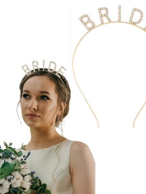 Altın Gold Renk Bekarlığa Veda Kristal Taş Bride Tacı İthal 16x10 cm