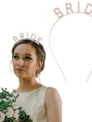 Rose Gold Renk Bekarlığa Veda Kristal Taş Bride Tacı İthal 16x10 cm