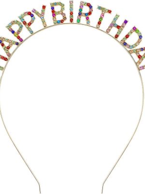 Rengarenk Kristal Taşlı Ekstra Lüks Gümüş Kaplama Happy Birthday Taç 16x17 cm