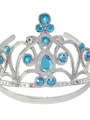Mavi Taşlı Elsa Çocuk Tacı Prenses Tacı Kraliçe Tacı 16x14 cm