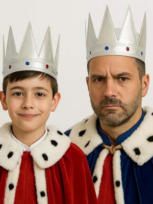 Gümüş Renk Eva Yumuşak Kral Kraliyet Tacı Yetişkin Çocuk Uyumlu 55 cm