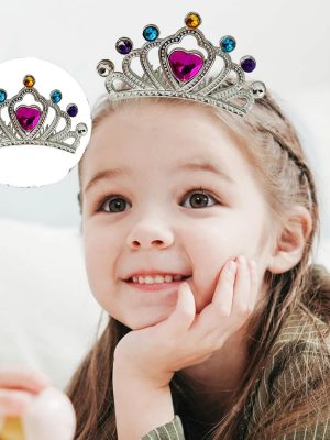 Gümüş Renk Taraklı Model Prenses Kraliçe Tacı 1 No 12x7 cm