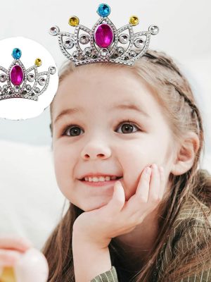 Gümüş Renk Taraklı Model Prenses Kraliçe Tacı 2 No 12x7 cm