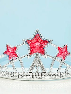 Kırmızı Yıldız Taşlı Plastik Kraliçe Prenses Elsa Tacı Çocuk Boy