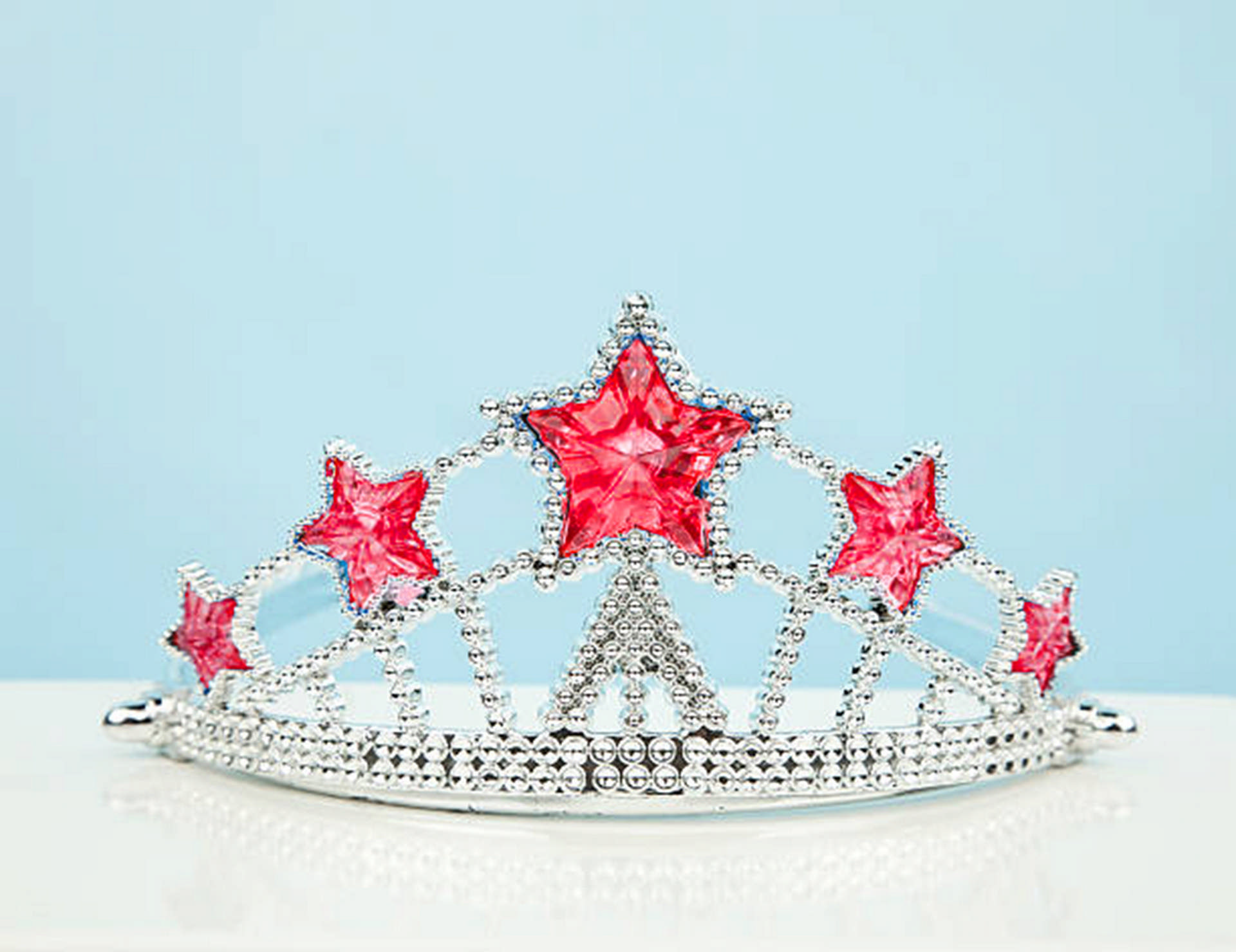 Toy tiara Kırmızı Yıldız Taşlı Plastik Kraliçe Prenses Elsa Tacı Çocuk Boy - Görsel 1