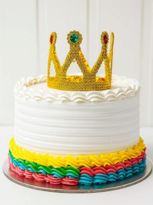 Altın Işıltılı Pasta Tacı Pasta Üstü Taç Plastik Malzeme 8x8 cm