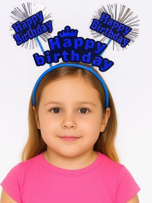 Doğum Günü Kutlaması İçin Mavi Taç – Işıltılı Yazılı Parti Tacı