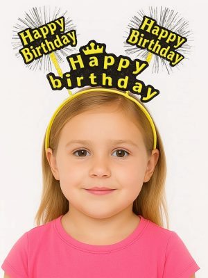 Doğum Günü Kutlaması İçin Sarı Taç – Işıltılı Yazılı Parti Tacı