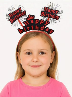 Doğum Günü Kutlaması İçin Kırmızı Taç – Işıltılı Yazılı Parti Tacı