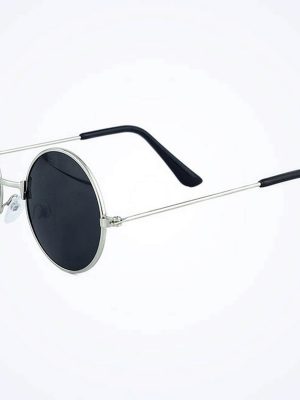 Yuvarlak Cam John Lennon Tarzı Gümüş Çerçeveli Siyah Gözlük