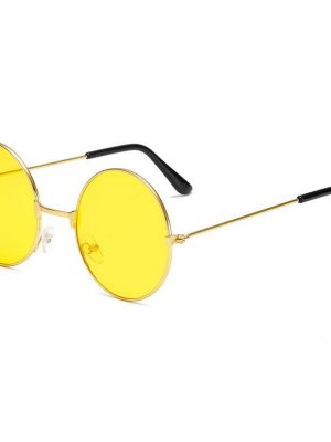 Yuvarlak Cam John Lennon Tarzı Hippi Gold Çerçeveli Sarı Gözlük