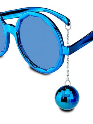 Mavi Renk Disko Toplu Küpeli Parlak Yılbaşı Parti Gözlüğü