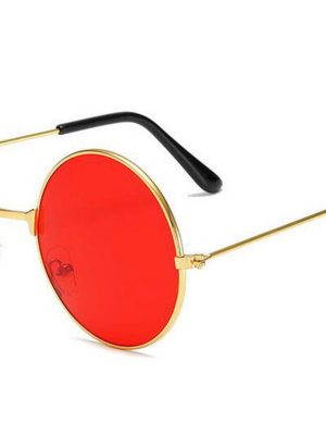 Yuvarlak Cam John Lennon Tarzı Gold Çerçeveli Kırmızı Gözlük