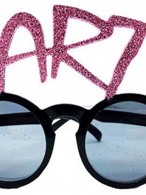 Party Yazılı Simli Pembe Renk Parti Gözlüğü 15x7 cm