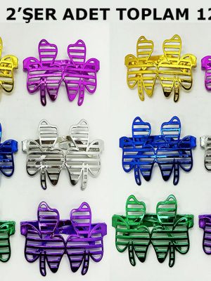 Vegas Casino Kupa Sinek Temalı Parti Gözlüğü 6 Renk 12 Adet