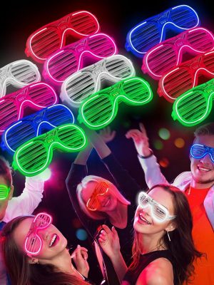 Glow Model 3 Farklı Fonksiyonlu Işıklı Panjur Parti Gözlüğü Karışık Renk 12 Adet