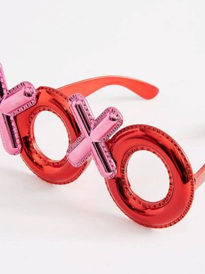 Kırmızı Renk Xoxo Yazılı Parti Gözlüğü 17x7 cm