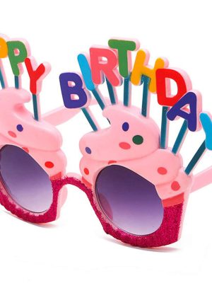 Happy Birthday Yazılı Pembe Fuşya Renk Parti Gözlüğü 12x7 cm