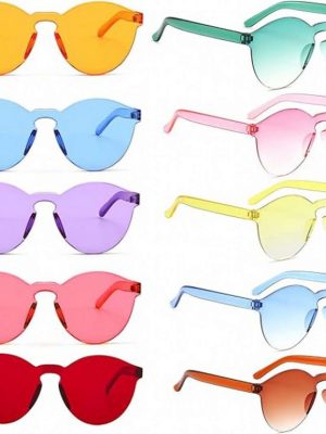 Oval Şekilli Çerçevesiz Parti Gözlüğü 6 Renk 6 Adet