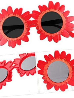 Kırmızı Renk Papatya Şekilli Parti Gözlüğü 18x10 cm
