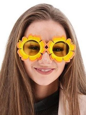 Papatya Şekilli Turuncu Sarı Renkli Hawaii Konsept Parti Gözlüğü 15x7 cm