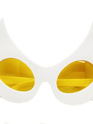 Beyaz Renk Bıyık Tasarımlı Kedi Parti Gözlüğü 19x11 cm