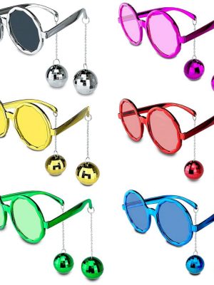 Sallanan Disko Top Küpeli Gözlük Retro Hawaii 5 Renk 6 Adet