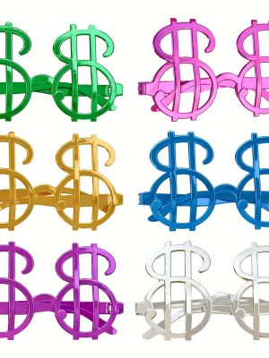 Dolar Şekilli Metalize Parti Gözlüğü 6 Adet