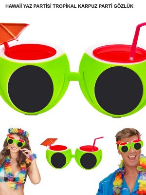 Karpuz Şekilli Tropikal Hawaii Yaza Merhaba Parti Gözlüğü