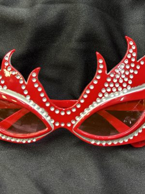 Taşlı Göz Kamaştıran Gecenin Yıldızı Kırmızı Parti Alev Gözlük