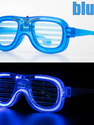 Mavi Led Işıklı Parti Gözlüğü - Neon Glow Şerit Gözlük 3 Modlu