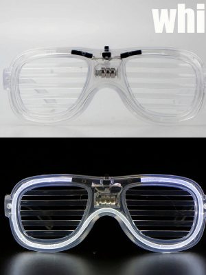 Beyaz Led Işıklı Parti Gözlüğü - Neon Glow Şerit Gözlük 3 Modlu