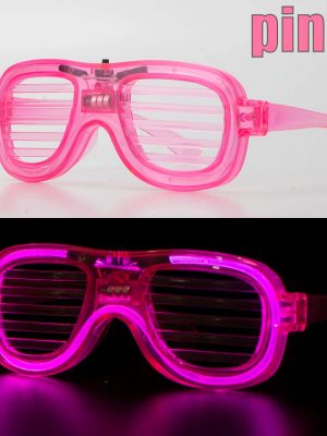 Pembe Led Işıklı Parti Gözlüğü - Neon Glow Şerit Gözlük 3 Modlu