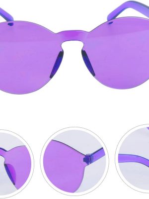 Sert Mika Oval Şekilli Çerçevesiz Mor Gözlük Retro Parti 5x14 cm