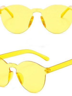 Sert Mika Oval Şekilli Çerçevesiz Sarı Gözlük Retro Parti 5x14 cm