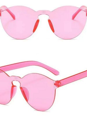 Sert Mika Oval Şekilli Çerçevesiz Pembe Gözlük Retro Parti 5x14 cm
