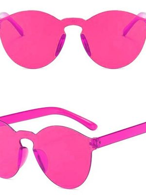 Sert Mika Oval Şekilli Çerçevesiz Fuşya Gözlük Retro Parti 5x14 cm