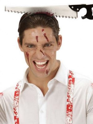 Kafaya Saplanmış Halloween Kanlı Testere Şaka Tacı