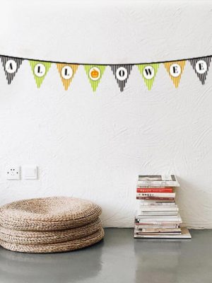 Cadılar Bayramı Kabak Temalı Halloween Yazılı Banner Süs Flama 3 Metre