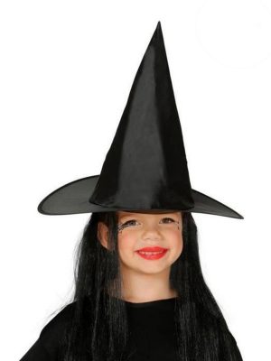 Çocuk Boy Siyah Cadı Şapkası ve Uzun Siyah Cadı Peruğu